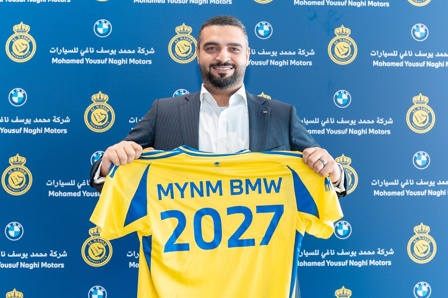 Alawi AlAlawi at the BMW Group KSA and Al Nassr Football Club partnership announcement, Riyadh